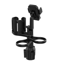 Load image into Gallery viewer, MAILUZHE Car Cup Holder 4 in 1 Expander Tray,Detachable Car Food Tray Retractable with Dual Cup Holder, Phone Holder, 360°Rotation Adjustable Base, Road Trip Essentials Car Accessories (D04)
