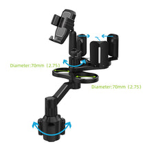 Load image into Gallery viewer, MAILUZHE Car Cup Holder 4 in 1 Expander Tray,Detachable Car Food Tray Retractable with Dual Cup Holder, Phone Holder, 360°Rotation Adjustable Base, Road Trip Essentials Car Accessories (D04)

