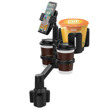 Load image into Gallery viewer, MAILUZHE Car Cup Holder 4 in 1 Expander Tray,Detachable Car Food Tray Retractable with Dual Cup Holder, Phone Holder, 360°Rotation Adjustable Base, Road Trip Essentials Car Accessories (D04)

