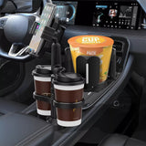 MAILUZHE Car Cup Holder 4 in 1 Expander Tray,Detachable Car Food Tray Retractable with Dual Cup Holder, Phone Holder, 360°Rotation Adjustable Base, Road Trip Essentials Car Accessories (D04)