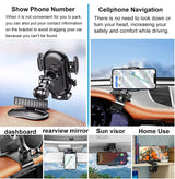 Universal 360° Rotatable Phone Holder for Car Dashboard Sunvisor Rearview Mirror Desk Kitchen Cabinet with Spring Clamp Holder & One Touch Phone Holder Compatible for Phone Size 7.0" Inch