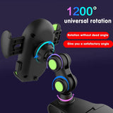 Universal 360° Rotatable Phone Holder for Car Dashboard Sunvisor Rearview Mirror Desk Kitchen Cabinet with Spring Clamp Holder & One Touch Phone Holder Compatible for Phone Size 7.0" Inch