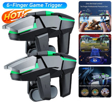 Load image into Gallery viewer, 6 Finger Mobile Phone Game Trigger for PUBG Gaming Controller L1R1 Key Button Gamepad Joystick
