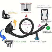 Load image into Gallery viewer, 360° 52cm Long Goose Neck Flexible Angle Adjustable Suction Cup with One Touch Bracket Phone Mount Support up to Size 11am for Car Winshield
