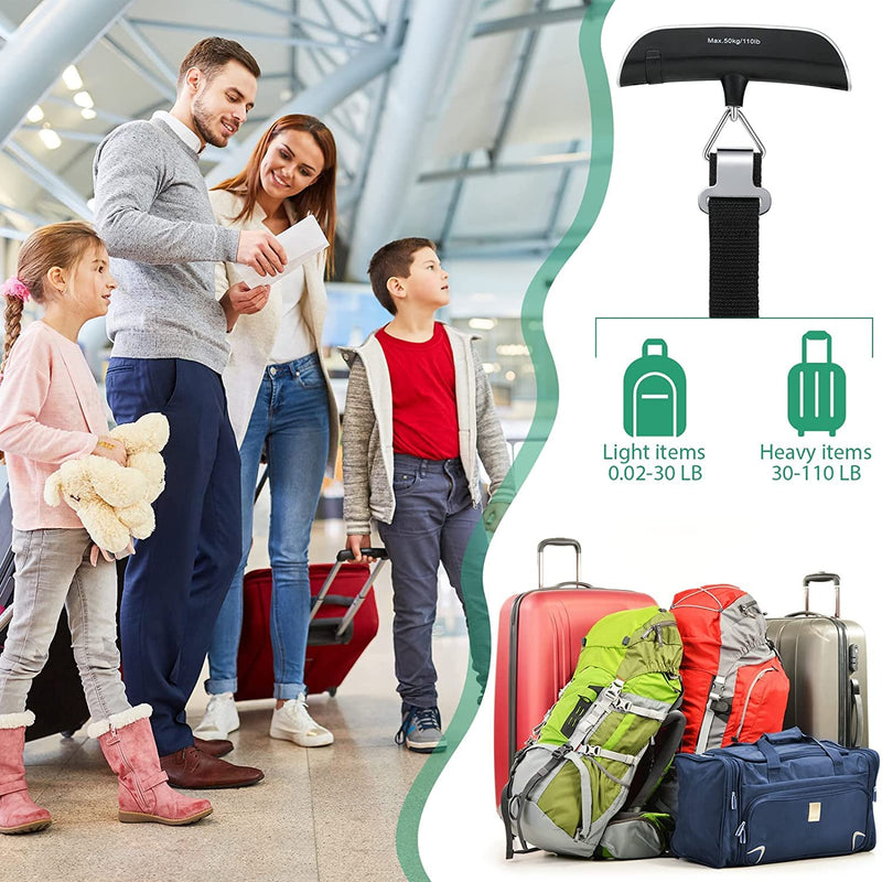 Digital Luggage Scale, Suitcase Weight  Scales with Backlight LCD Display, 110lb/50kg Hanging Baggage Scale for Travel Accessories Essentials (Included Battery)