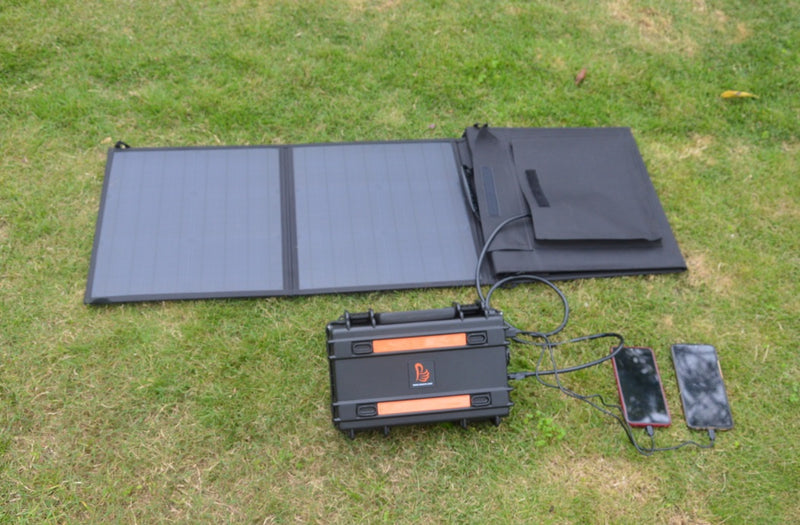 40W 5V/3A (Max), 18V/2.2A Monocrystalline Foldable Solar Panel 2USB 1DC Output