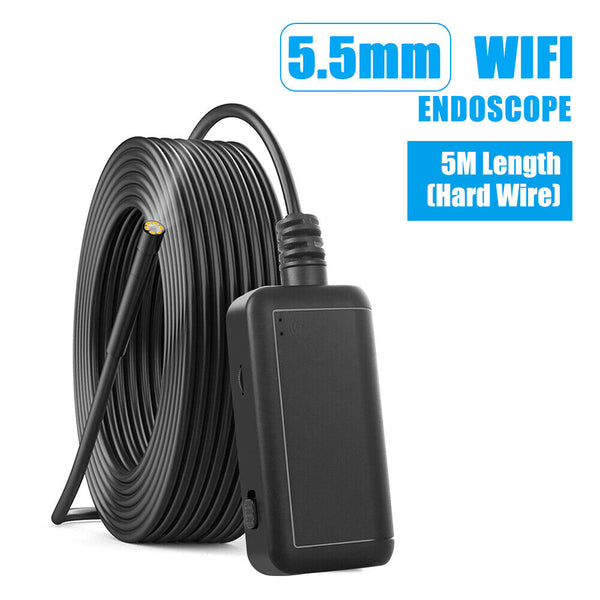 WIFI Endoscope 5MP 5.5mm Borescope Inspection Camera Built-in 6 LED IP67 Waterproof for iOS/Android Smartphones