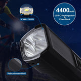 USB Solar Light Horn Bike Bicycle Rechargeable Waterproof Front LED Headlight 1000 Lumens 4000mAH