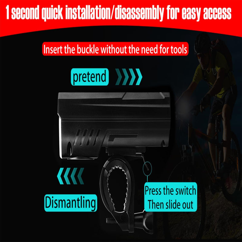 USB Solar Light Horn Bike Bicycle Rechargeable Waterproof Front LED Headlight 1000 Lumens 4000mAH