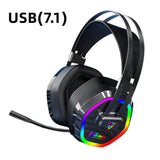 USB 7.1 Channel Gaming Headset with Microphone Big Earmuffs RGB LED Light for Desktop/Laptop