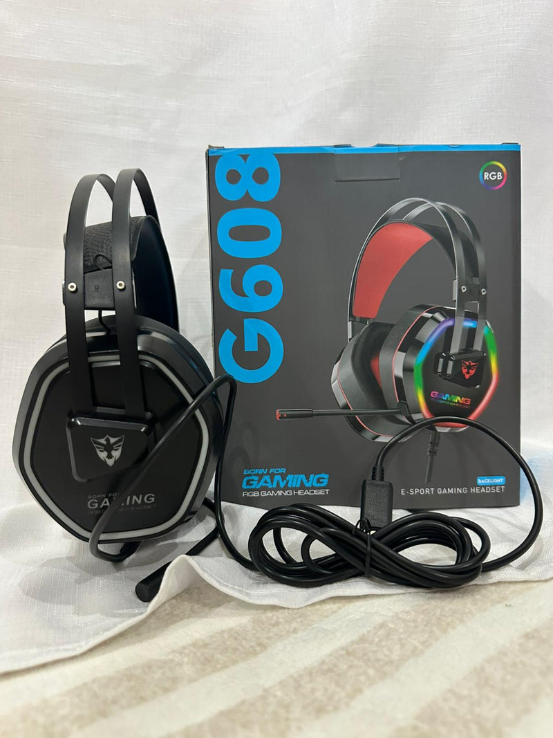 USB 7.1 Channel Gaming Headset with Microphone Big Earmuffs RGB LED Light for Desktop/Laptop