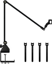 Load image into Gallery viewer, Microphone Desk Mounted Suspension Boom Scissor Arm Stand (40cmx2) Flexi Angle Hold upto 2kg Weight
