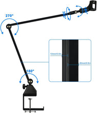 Load image into Gallery viewer, Microphone Desk Mounted Suspension Boom Scissor Arm Stand (40cmx2) Flexi Angle Hold upto 2kg Weight
