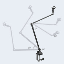 Load image into Gallery viewer, Microphone Desk Mounted Suspension Boom Scissor Arm Stand (40cmx2) Flexi Angle Hold upto 2kg Weight
