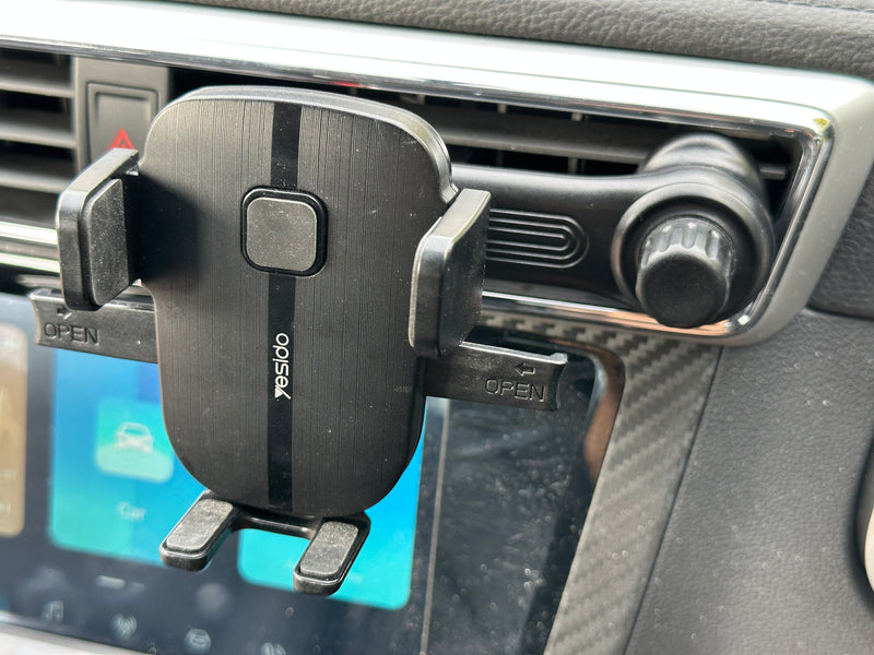 360° Rotatable Car Air Ventilitaion Grid Phone Holder One Touch with Long Hook Clamp Anti Fall