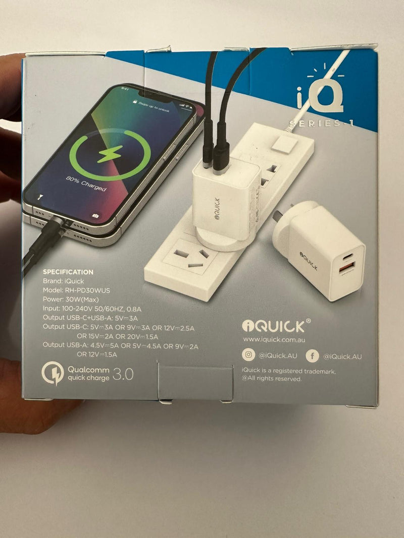 iQuick 30W PD3.0 QC3.0 USB Fast Charging Adapter wall charger for iPhone Andorid