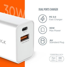 Load image into Gallery viewer, iQuick 30W PD3.0 QC3.0 USB Fast Charging Adapter wall charger for iPhone Andorid

