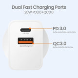 iQuick 20W PD3.0 QC3.0 USB Fast Charging Adapter wall charger for iPhone Andorid