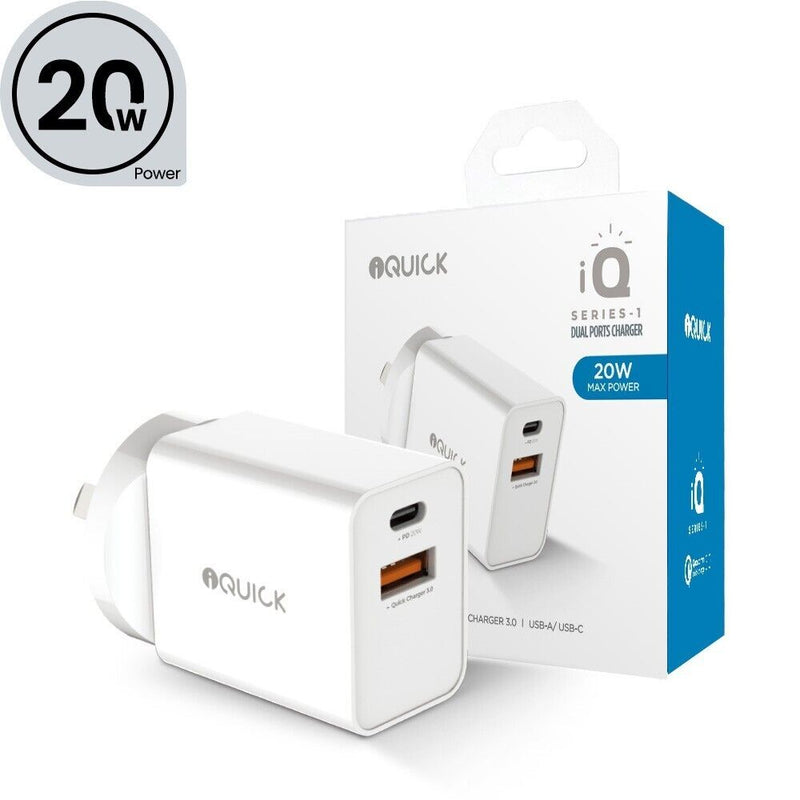 iQuick 20W PD3.0 QC3.0 USB Fast Charging Adapter wall charger for iPhone Andorid