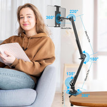 Load image into Gallery viewer, Universal 360° Phone &amp; Tablet Holder Cantilver Flexible Metal Arm (2x35cm+10cm) for Bed Desktop Kitchen Bench Round Tube
