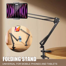 Load image into Gallery viewer, Universal 360° Phone &amp; Tablet Holder Cantilver Flexible Metal Arm (2x35cm+10cm) for Bed Desktop Kitchen Bench Round Tube
