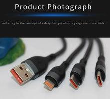 Load image into Gallery viewer, AIVR USB to iOS+Type-C+Type-C for iPhone, Samsung Charging Cable 3 in 1 4A Max Output 1.0 Meter
