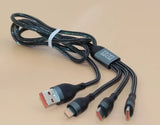 AIVR USB to iOS+Type-C+Type-C for iPhone, Samsung Charging Cable 3 in 1 4A Max Output 1.0 Meter