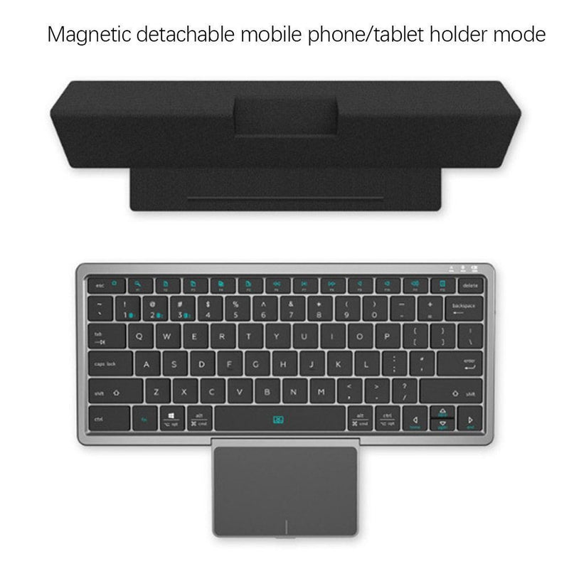 Universal 78 Keys Bluetooth Wireless Keyboard Touch Pad Detachable Magnetic Stand