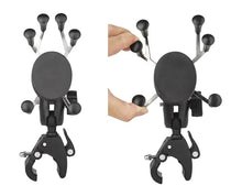 Load image into Gallery viewer, Aluminum Universal 360° Bike Bicycle Handle Bar Clamp Base W Double Socket Arm &amp; 6-Claw Phone Holder
