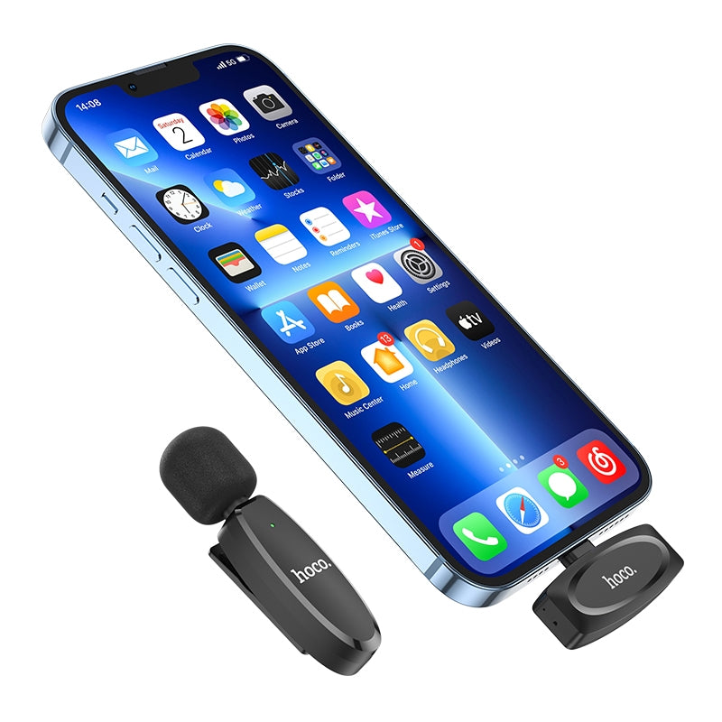 HOCO L15 Wireless Lavalier Microphone For iPhone 2.4GHZ Portable Mini Audio Video Recording MIC Live Broadcast Microphone