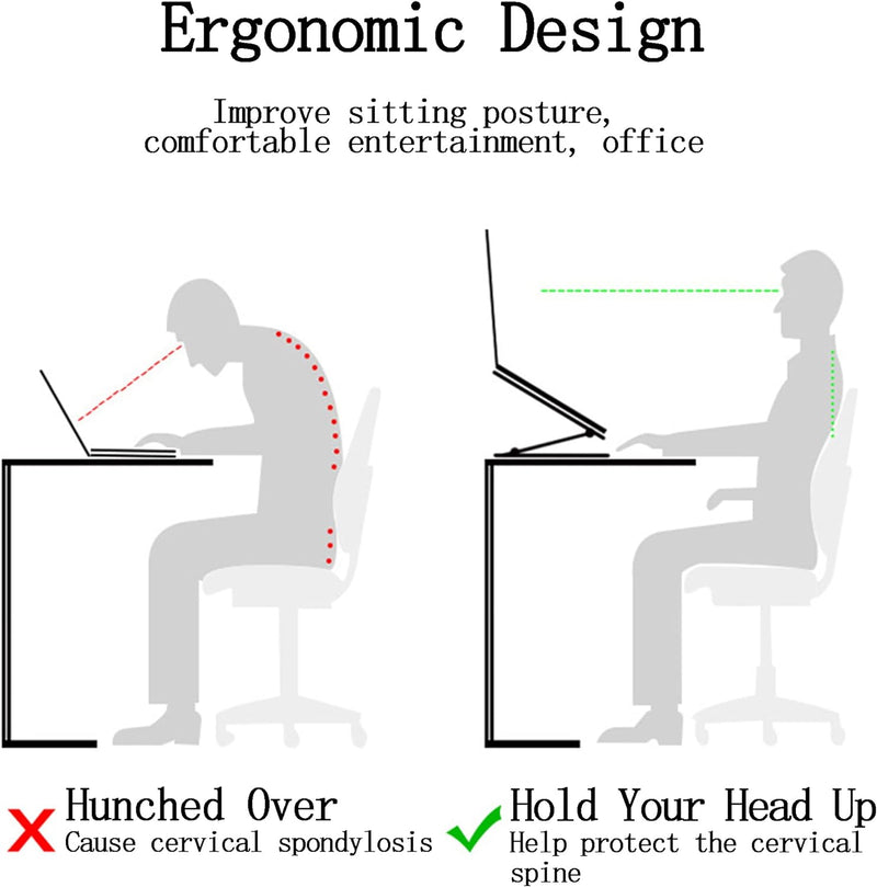 Adjustable Laptop Stand Portable Ergonomic Aluminum Laptop Computer Stand with Heat-Vent Compatible with 10-18 Inches Notebook Computer (Thickness 4mm, Silver)