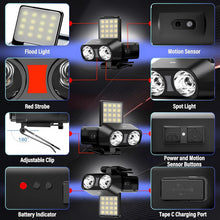 Load image into Gallery viewer, Headlamp Head Torch Rechargeable, Super Bright Lightweight Waterproof LED Headlight Motion Sensor
