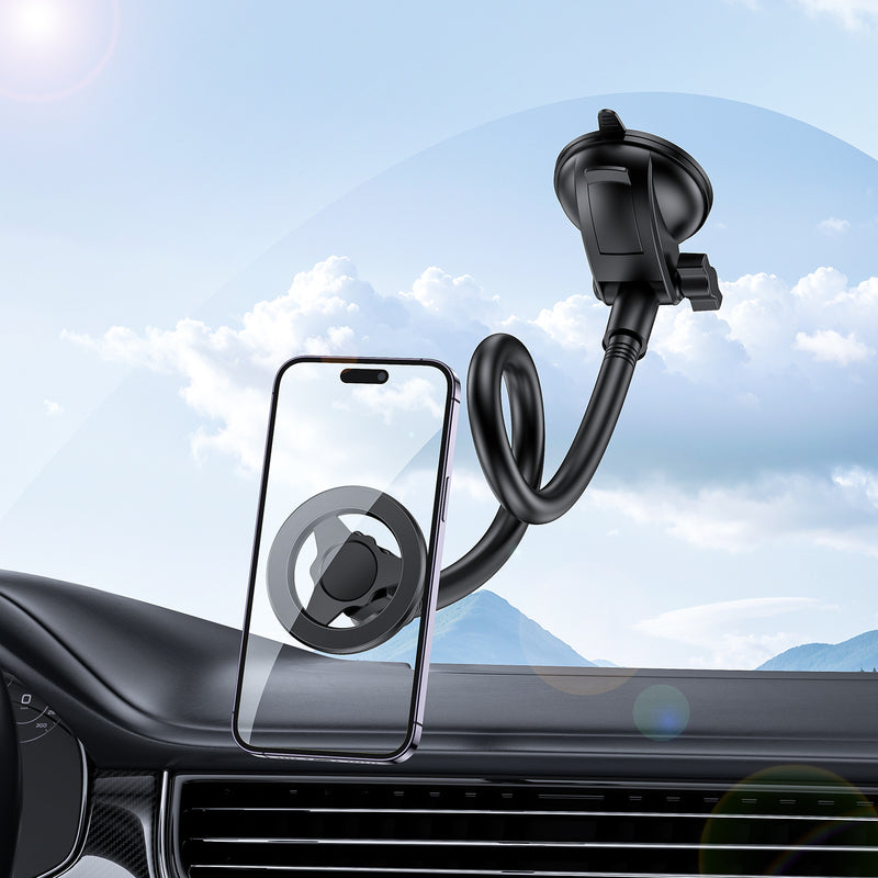 Magnetic Magsafe 38cm Goose Neck Flexi Phone Holder for Car Dash, Windscreen, Glass Suction