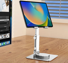 Load image into Gallery viewer, Aluminum Phone Tablet Stand Desktop Mount Riser 360° Rotation Height Adjustable Support Phone Tablet up to Size 13.0&quot; Inch (MT-136)
