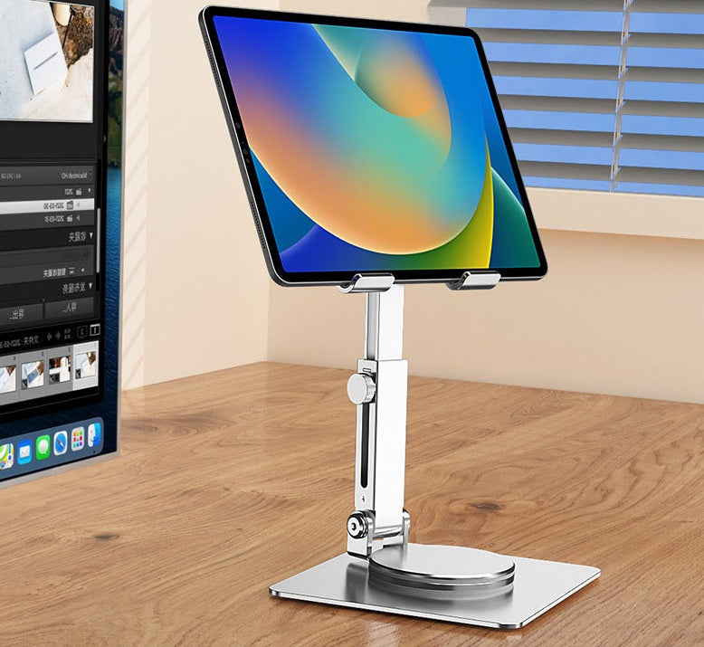 Aluminum Phone Tablet Stand Desktop Mount Riser 360° Rotation Height Adjustable Support Phone Tablet up to Size 13.0" Inch (MT-136)