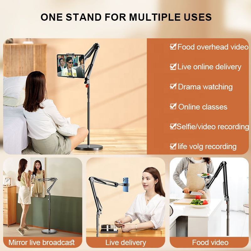 X&X 1.75m Lazy Bed Mobile Phone Tablet Floor Holder 360 Flexible Arms Adjustable Aluminum Mobile Phone Tablet PC Stand