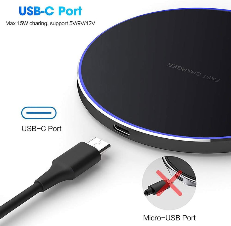 Fast Wireless Charging Pad Ultra Slim 15W Fast Charge Compatible with iPhone, Samsung & Qi Wirless Support Device