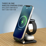 Qi 15 Watts 3 in 1 Foldable Double Coil Wireless Charger Fast Charging for iPhone Earphone iWatch