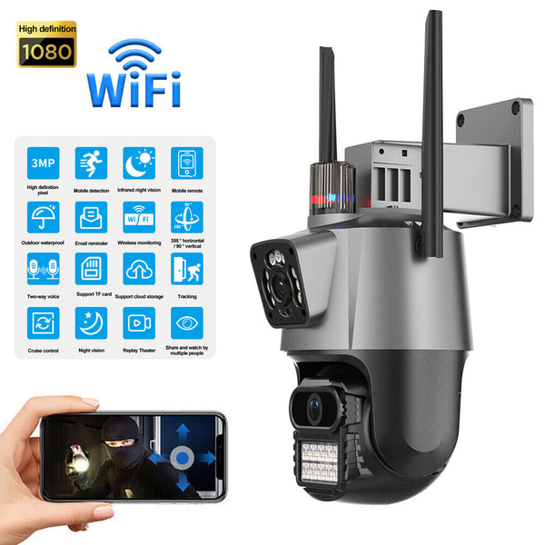 ICSEE 3.0MP+3.0MP WIFI 2.4G Dual HD Lens AI Auto Tracking Security CCTV Surveillance Camera