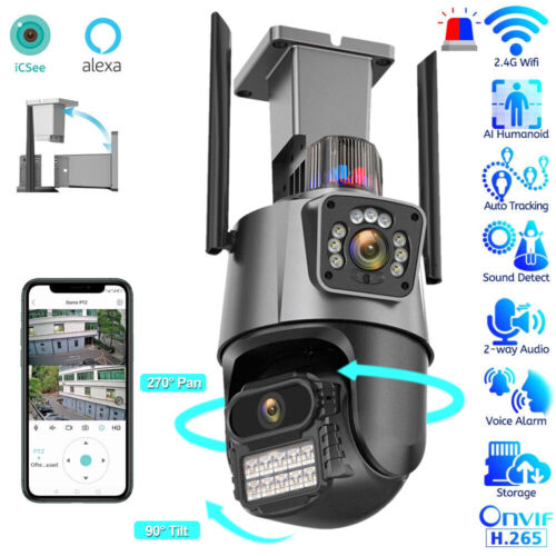 ICSEE 3.0MP+3.0MP WIFI 2.4G Dual HD Lens AI Auto Tracking Security CCTV Surveillance Camera