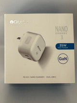 iQuick NANO Energy 1 35W USB-C Dual PD Ports Fast Charging Adapter