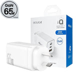 iQuick 65W USB-C Dual Ports Charging Adapter-White For iPhone Tablet Android Laptop