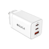 iQuick 65W USB-C Dual Ports Charging Adapter-White For iPhone Tablet Android Laptop