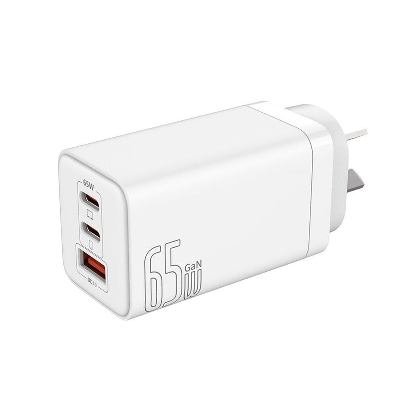 iQuick 65W USB-C Dual Ports Charging Adapter-White For iPhone Tablet Android Laptop