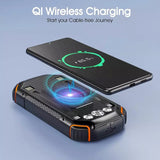 30000mAH PD20W QC3.0 Fast Charge & Wireless Charging Solar Power Bank Built in Cables with LED Lights