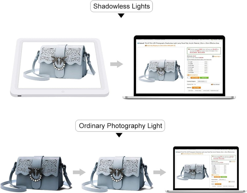 PULUZ LED Shadowless Light Panel,29cm Brighten Bottom LED Lamp Combined with 30cm Light Box Photography for Small Product,26cm x 26cm Effective Area