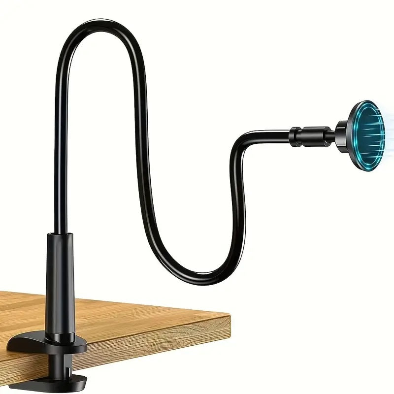 Adjustable Long Gooseneck Magnetic Phone Holder, Aluminum Alloy Twistable Rotating Magnet Mount with Magnetic Ring, Hands-Free Mobile Stand for Kitchen, Office, Bedroom