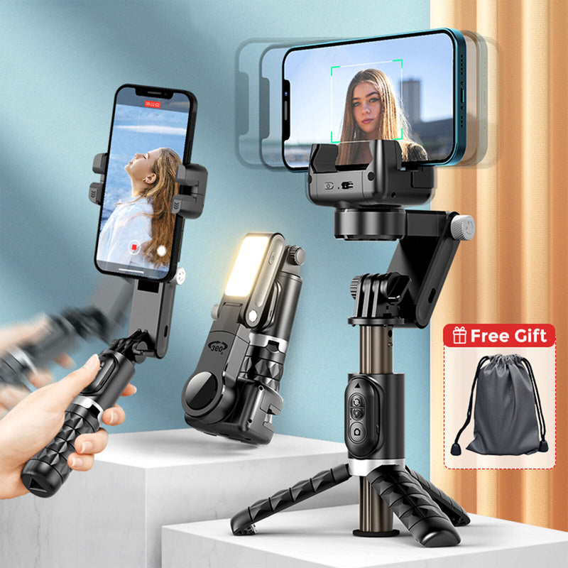 Auto Face Tracking 360° Gimbal Bluetooth Stabilizer Flexible Selfie Stick Tripod LED Fill Light - Q18