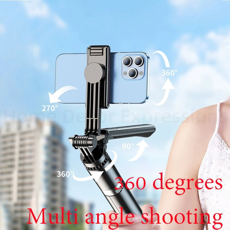 Handheld Selfie Stick Remote 1.7M Adjustable Tripod Anti-shake Stabilizer With Bluetooth Remote