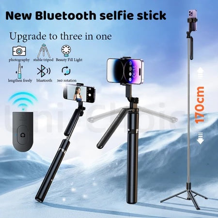 Handheld Selfie Stick Remote 1.7M Adjustable Tripod Anti-shake Stabilizer With Bluetooth Remote